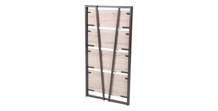 Expositor plegable de 4 niveles DARYL – Estilo industrial – Roble y negro