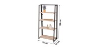 Étagères - Présentoir pliable sur 4 niveaux collection DARYL – Style industriel, coloris chêne et noir