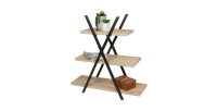 Estantería pirámide 3 niveles DARYL – Estilo industrial – Roble y negro