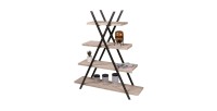 Estantería pirámide de 4 niveles colección DARYL – Estilo industrial, color roble y negro