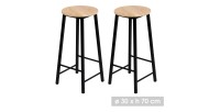 Lote de 2 taburetes de bar DARYL color roble y negro con estructura de metal.
