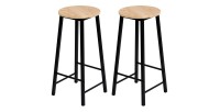 Lote de 2 taburetes de bar DARYL color roble y negro con estructura de metal.