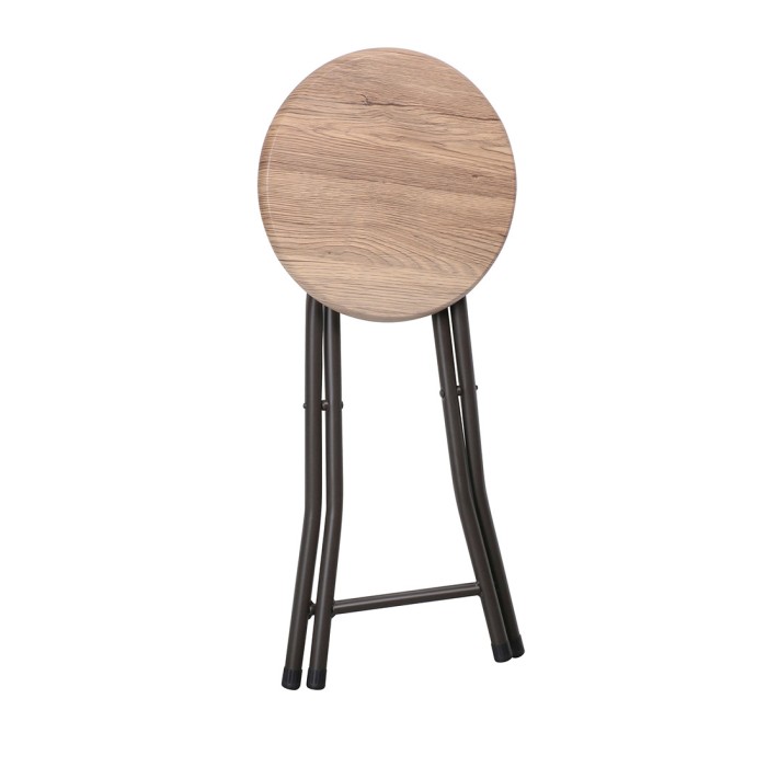Set di 10 sgabelli pieghevoli collezione DARYL colore quercia e nero con struttura in metallo