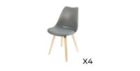 Set von 4 Design-Stühlen mit grauem Kissen aus der Kollektion MIA