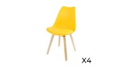 Set mit 4 Design-Stühlen mit gelbem Senffarbton-Kissen, Kollektion MIA