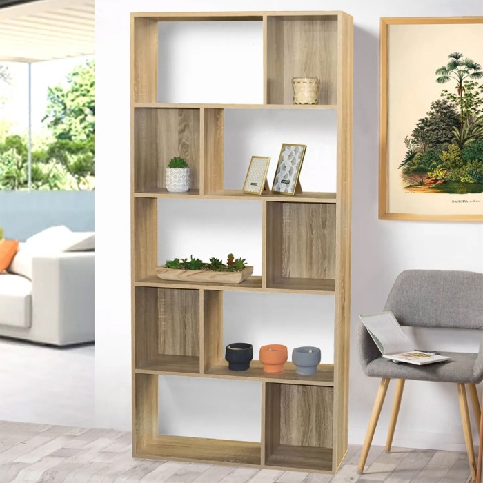 Bibliothek mit 4 Ebenen, Kollektion BURANO, Farbe helles Eichenholz