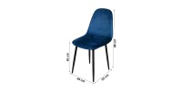Set di 4 sedie LOLY, seduta e schienale in velluto blu, struttura in metallo nero