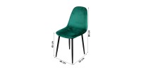 Set di 4 sedie LOLY, seduta e schienale in velluto verde, struttura in metallo nero.