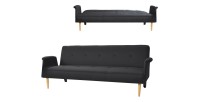 Schlafsofa aus schwarzem Stoff - Kollektion LYLIA, Abmessungen 196x78x84 cm