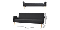Schlafsofa aus schwarzem Stoff - Kollektion LYLIA, Abmessungen 196x78x84 cm