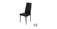 Set van 6 stoelen DANIEL, zitting en rugleuning in zwart lederlook, structuur in zwart staal