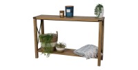 Console style industriel collection BIRKIN. Coloris chêne, structure robuste en métal noir.