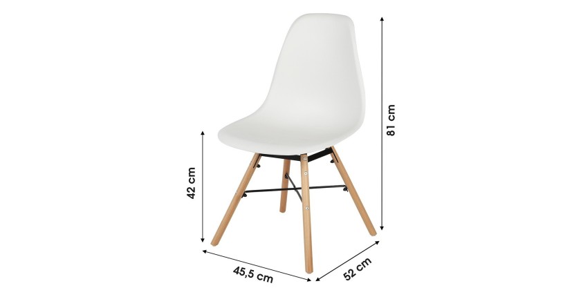 Lot de 4 chaises coloris blanc style scandinave. Collection JOIE.