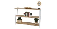 Biblioteca de 3 niveles colección PUEBLO – Estilo industrial, color roble y blanco