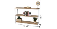 Biblioteca de 3 niveles colección PUEBLO – Estilo industrial, color roble y blanco