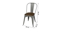 Set van 4 lichte grijze metalen stoelen in industriële stijl. Collectie FACTORY.