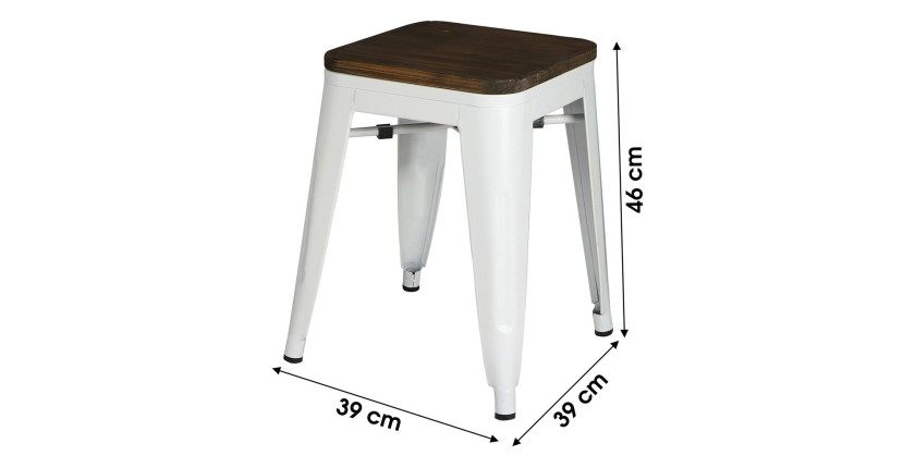 Set von 4 Barhockern im Industriestil aus Metall, mattweiß – Kollektion FACTORY.