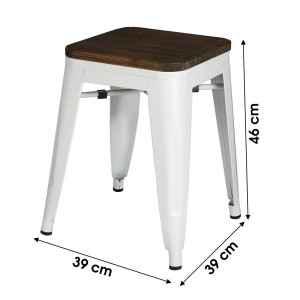 Set von 4 Barhockern im Industriestil aus Metall, mattweiß – Kollektion FACTORY.