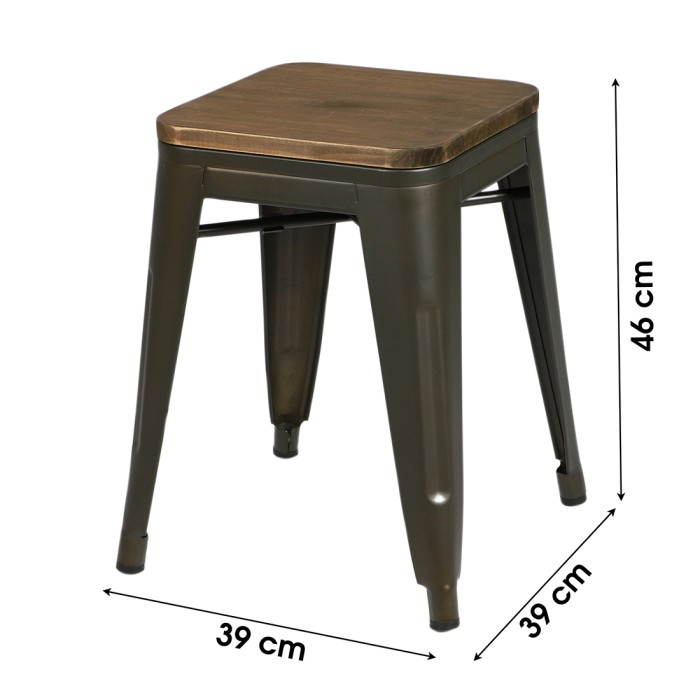 Set di 4 sgabelli in stile industriale in metallo, colore grigio – Collezione FACTORY.