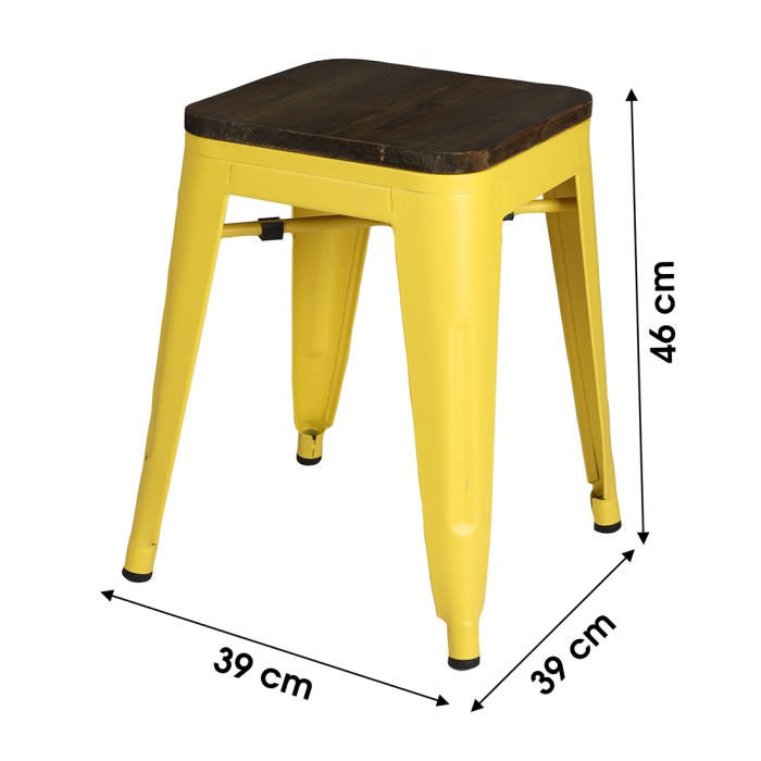 Set von 4 Industriestil Barhockern aus Metall, Farbe Gelb – Kollektion FACTORY.