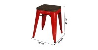 Lote de 4 taburetes estilo industrial en metal, color rojo - Colección FACTORY.