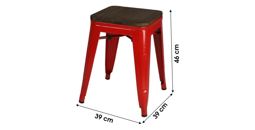 Lote de 4 taburetes estilo industrial en metal, color rojo - Colección FACTORY.