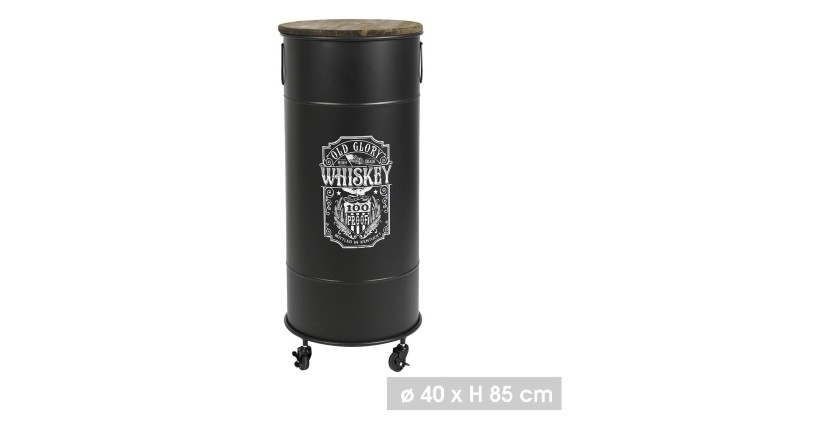 Bar mobile collezione OLD GLORY stile industriale - Diametro 40cm, Altezza 85cm