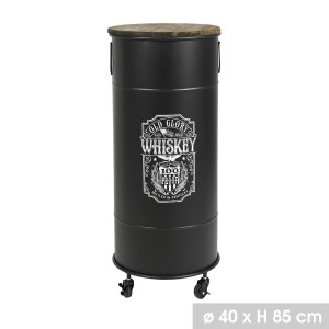 Bar mobile collezione OLD GLORY stile industriale - Diametro 40cm, Altezza 85cm