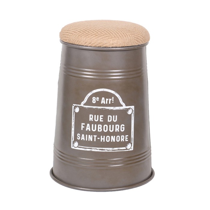 Lot de 4 tabourets pouf conique au style industriel, collection PARIS – Couleurs noir, jaune, gris et bleu