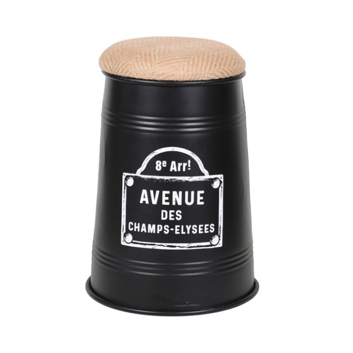 Set von 4 konischen Industriestil-Hockern, Kollektion PARIS – Farben Schwarz, Gelb, Grau und Blau