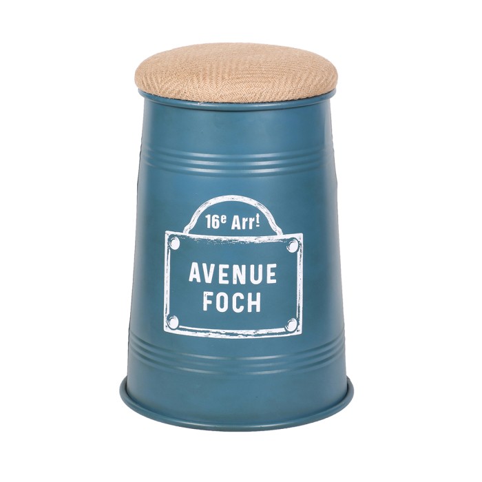 Set von 4 konischen Industriestil-Hockern, Kollektion PARIS – Farben Schwarz, Gelb, Grau und Blau