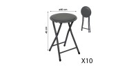 Set van 10 opvouwbare krukken - BASICUS collectie, kleur zwart, zitting van PU, diameter 30 cm, hoogte 45 cm