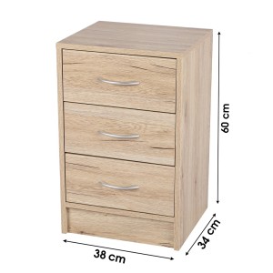 Mueble para zapatos con 3 cajones - 38x34x60 cm, color roble sonoma - Colección SONORIA.