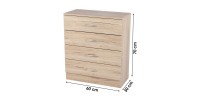Schuhschrank mit 4 Schubladen – 60x30x70 cm, Sonoma-Eiche Farbe – Kollektion SONORIA