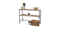 Consolle stile industriale collezione PAGNOL. Color rovere chiaro, struttura robusta in metallo nero.