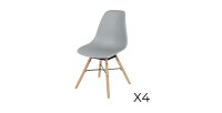 Lot de 4 chaises gris clair avec structure en métal noir et pieds en bois – 45,5x52xH42/81 cm – Collection JENKINS