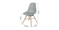 Lot de 4 chaises gris clair avec structure en métal noir et pieds en bois – 45,5x52xH42/81 cm – Collection JENKINS