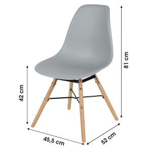 Lot de 4 chaises gris clair avec structure en métal noir et pieds en bois – 45,5x52xH42/81 cm – Collection JENKINS
