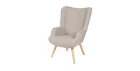 Poltrona da salotto in tessuto teddy grigio con piedi in legno collezione ENJOY. Stile scandinavo