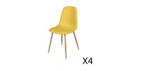 Set van 4 stoelen in mosterdgele stof met hout-effect metalen poten – 45x87x54 cm – Collectie NORDICA