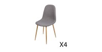 Lot de 4 chaises en tissu gris foncé avec pieds en métal effet bois – 45x87x54 cm, hauteur d'assise 49 cm – Collection NORDICA