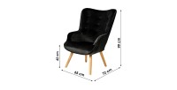 Sillón de salón en terciopelo negro con patas de madera colección ENJOY. Estilo escandinavo.