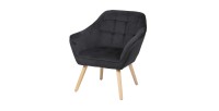 Sillón de terciopelo negro con patas de madera – 74x70xH85 cm, altura del asiento 43 cm – Colección VELUREA