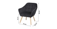 Sillón de terciopelo negro con patas de madera – 74x70xH85 cm, altura del asiento 43 cm – Colección VELUREA