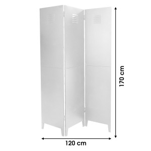 Paravento in metallo a 3 pannelli in stile industriale, colore bianco. Collezione LOFT