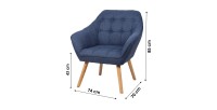 Stoffen fauteuil in blauw met houten poten - 74x70xH85 cm, zithoogte 43 cm - Collectie ARCTIKA