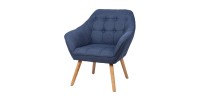 Stoffen fauteuil in blauw met houten poten - 74x70xH85 cm, zithoogte 43 cm - Collectie ARCTIKA