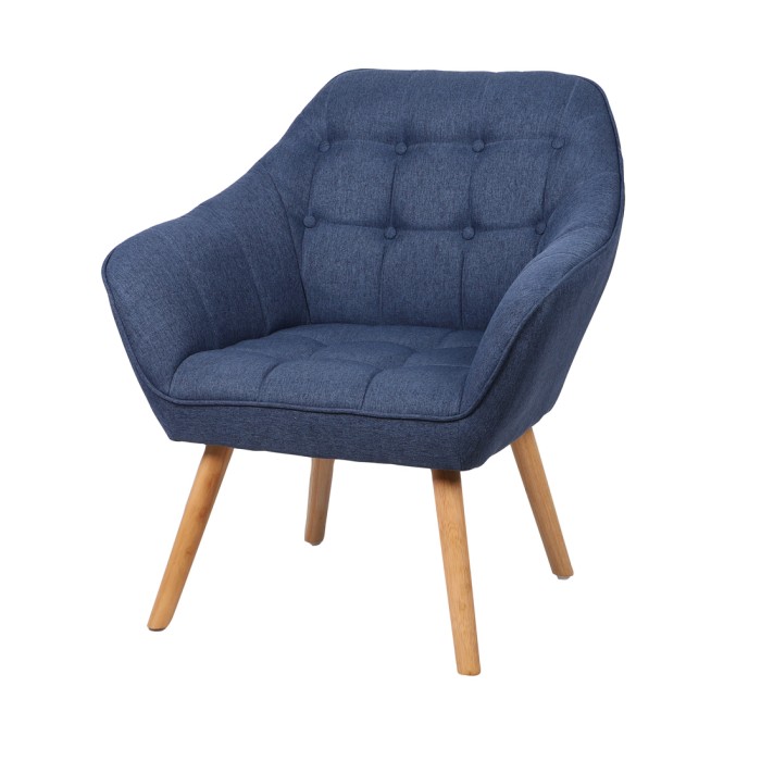 Stoff-Sessel in Blau mit...