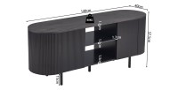 Meuble TV VAGOS – Coloris brun foncé – Meuble TV arrondi – 2 portes & 2 niches – 140 cm – Design compact