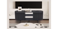 Mobile TV VAGOS – Colore marrone scuro – Mobile TV arrotondato – 2 porte & 2 vani – 140 cm – Design compatto